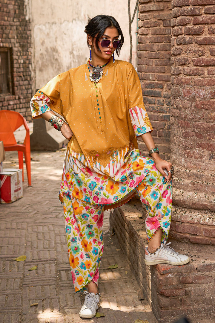 Lawn Mustard Stitched Suit - Charizma