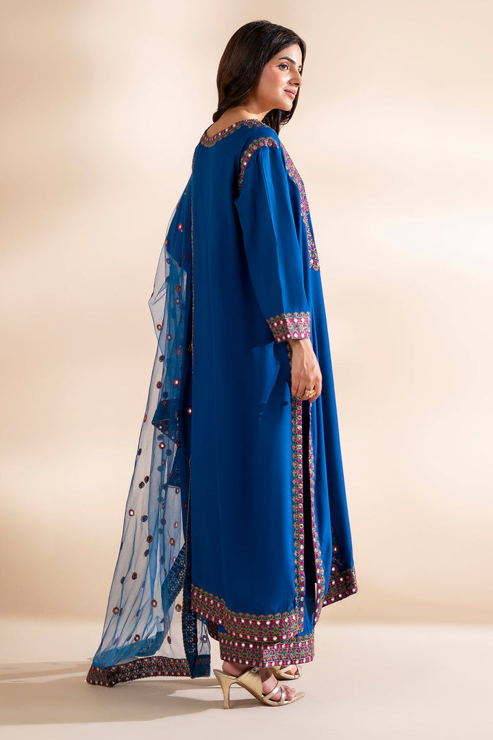 Silk Blue Stitched Suit - Charizma
