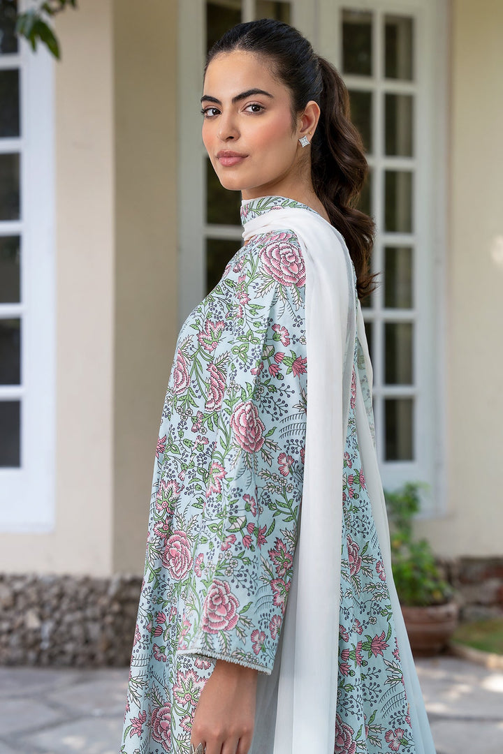 Lawn Ice Blue Stitched Suit - Charizma