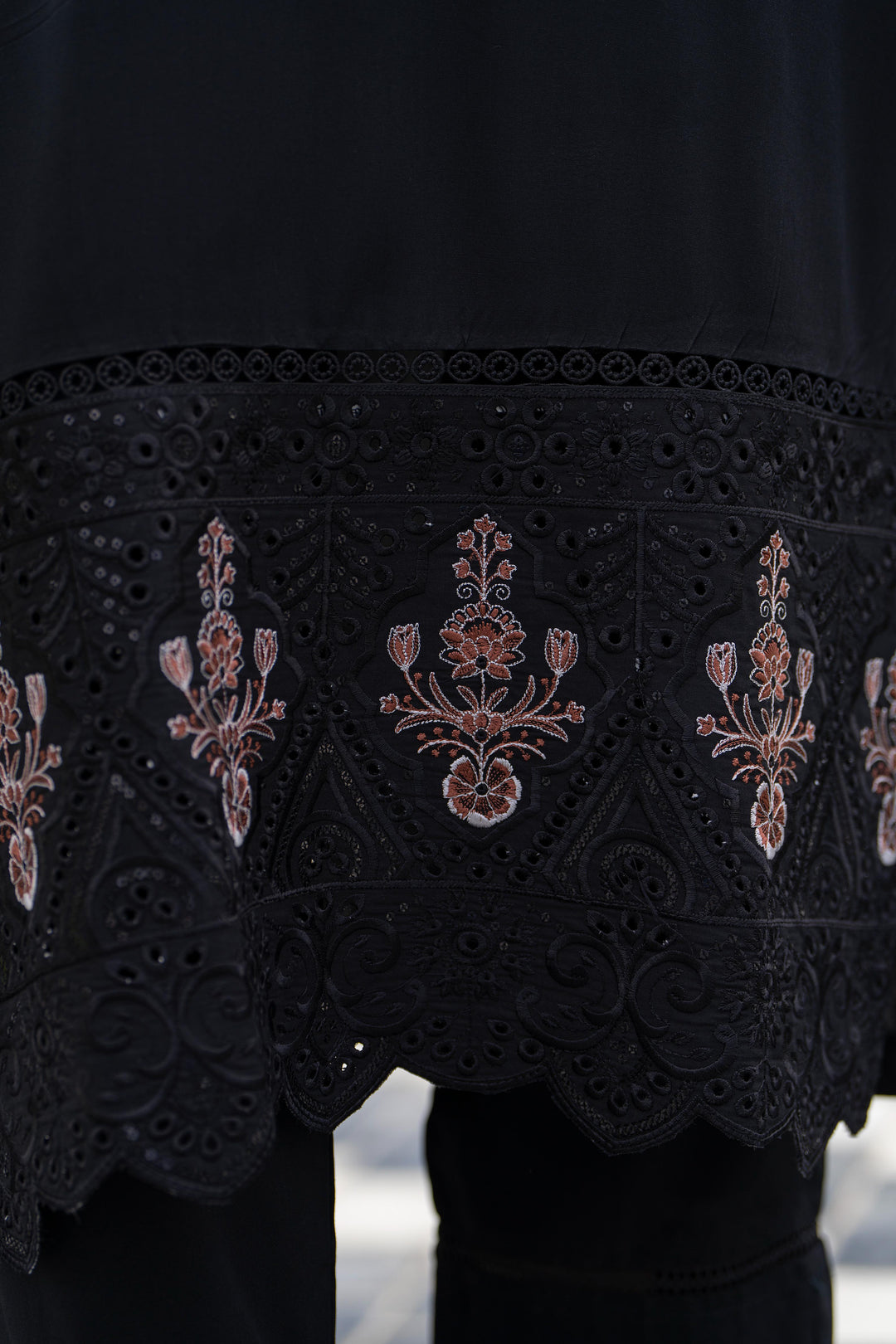 Embroidered Linen Black Stitched Suit - Raqsam