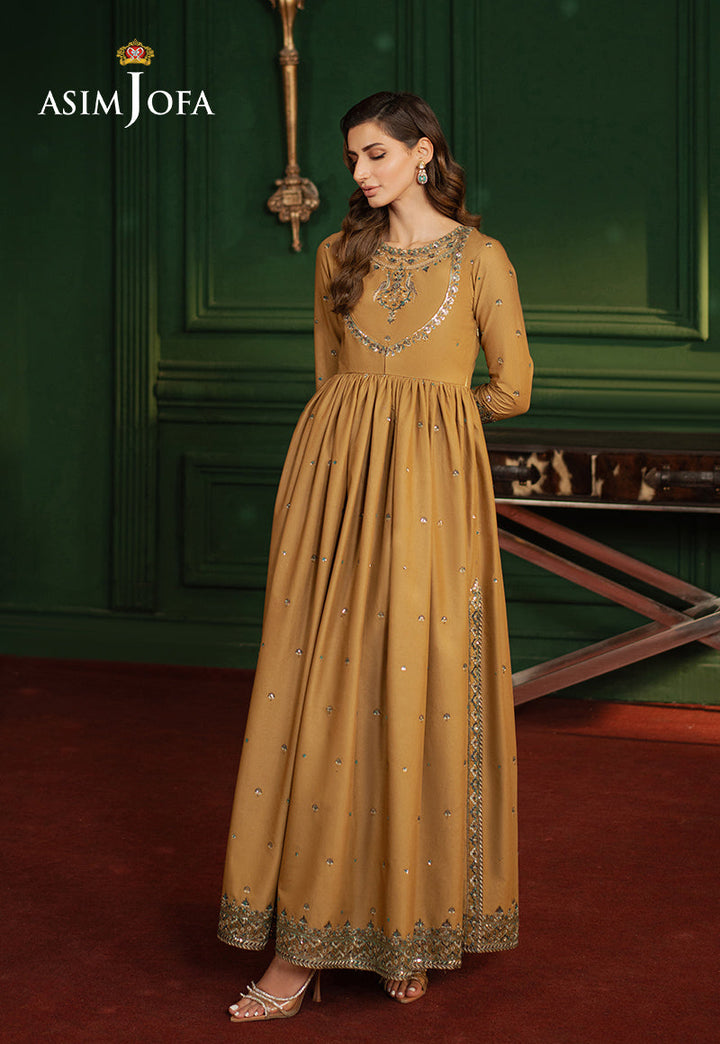 Embroidered Boski Silk Grey Stitched Suit - Asim Jofa