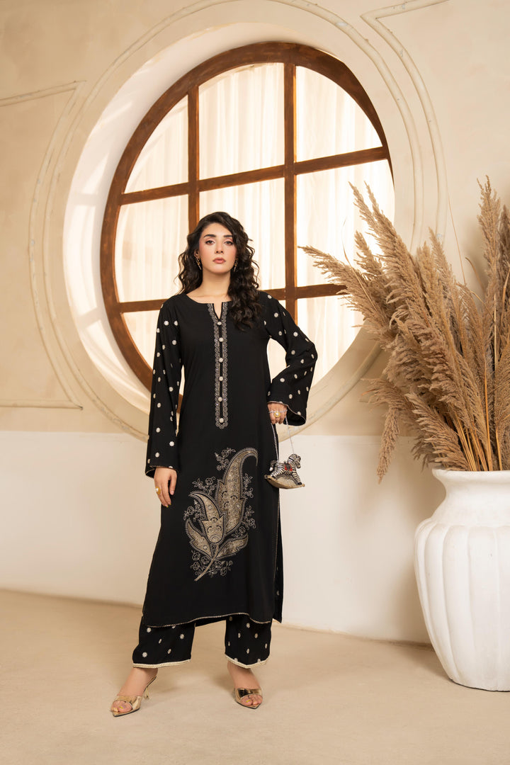 Linen Black Stitched Suit  - Raqsam