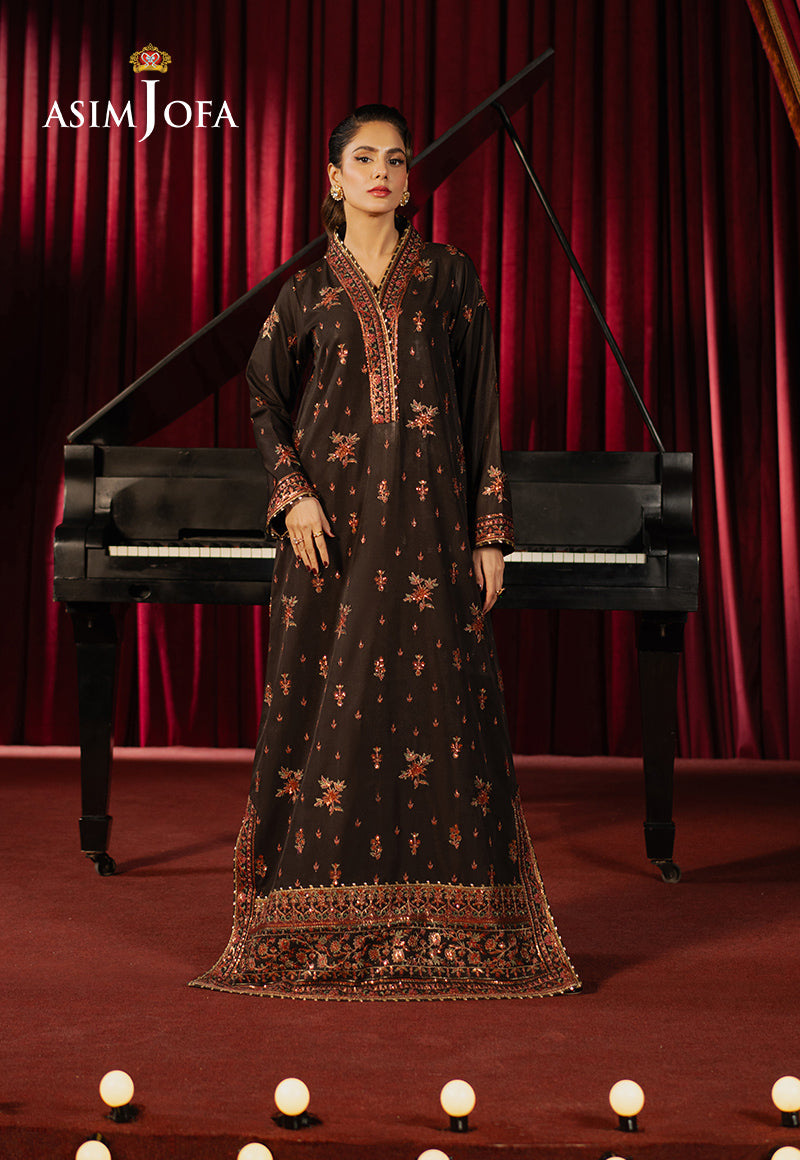 Boski Silk Brown Kaftan - Asim Jofa