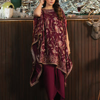 Chiffon Magenta Stitched Suit - Asim Jofa