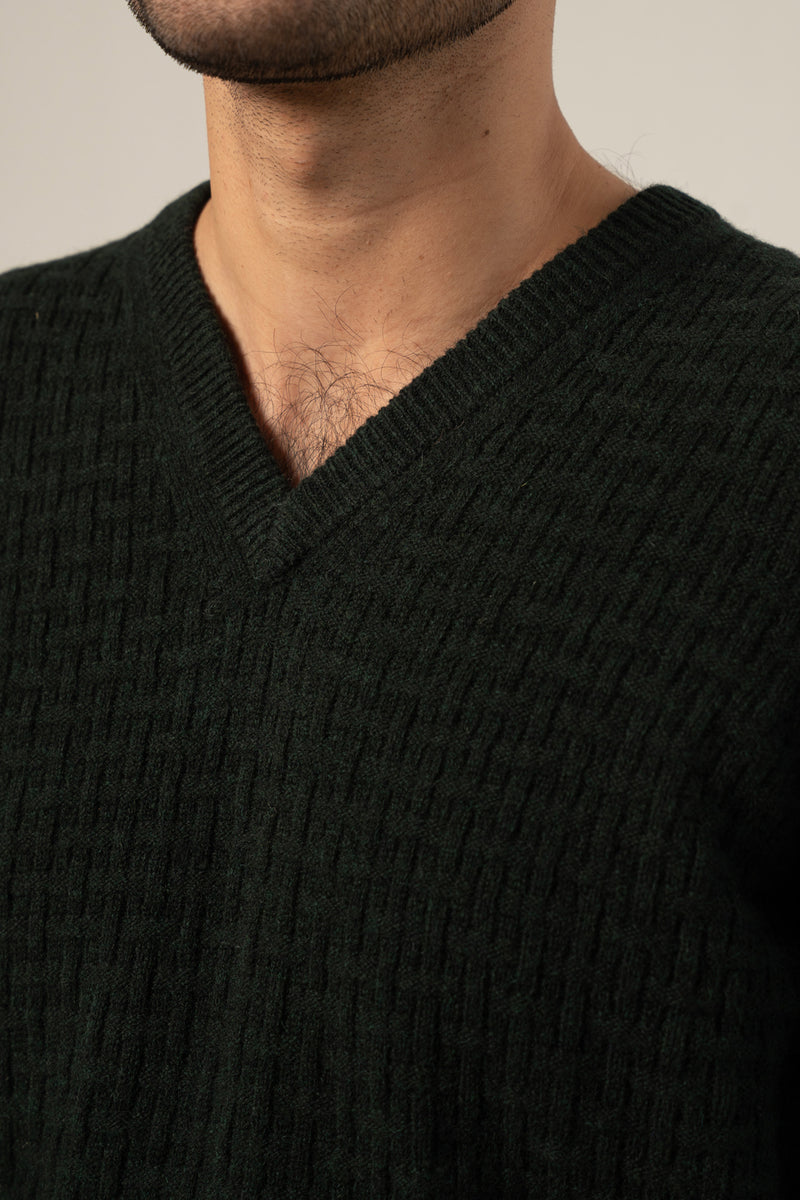 Lambs Wool Green Designer Sweater - Cambridge