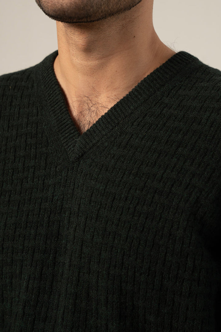 Lambs Wool Green Designer Sweater - Cambridge