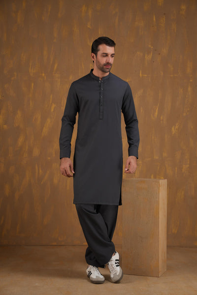 Blended Grey Shalwar Kameez - J. Junaid Jamshed