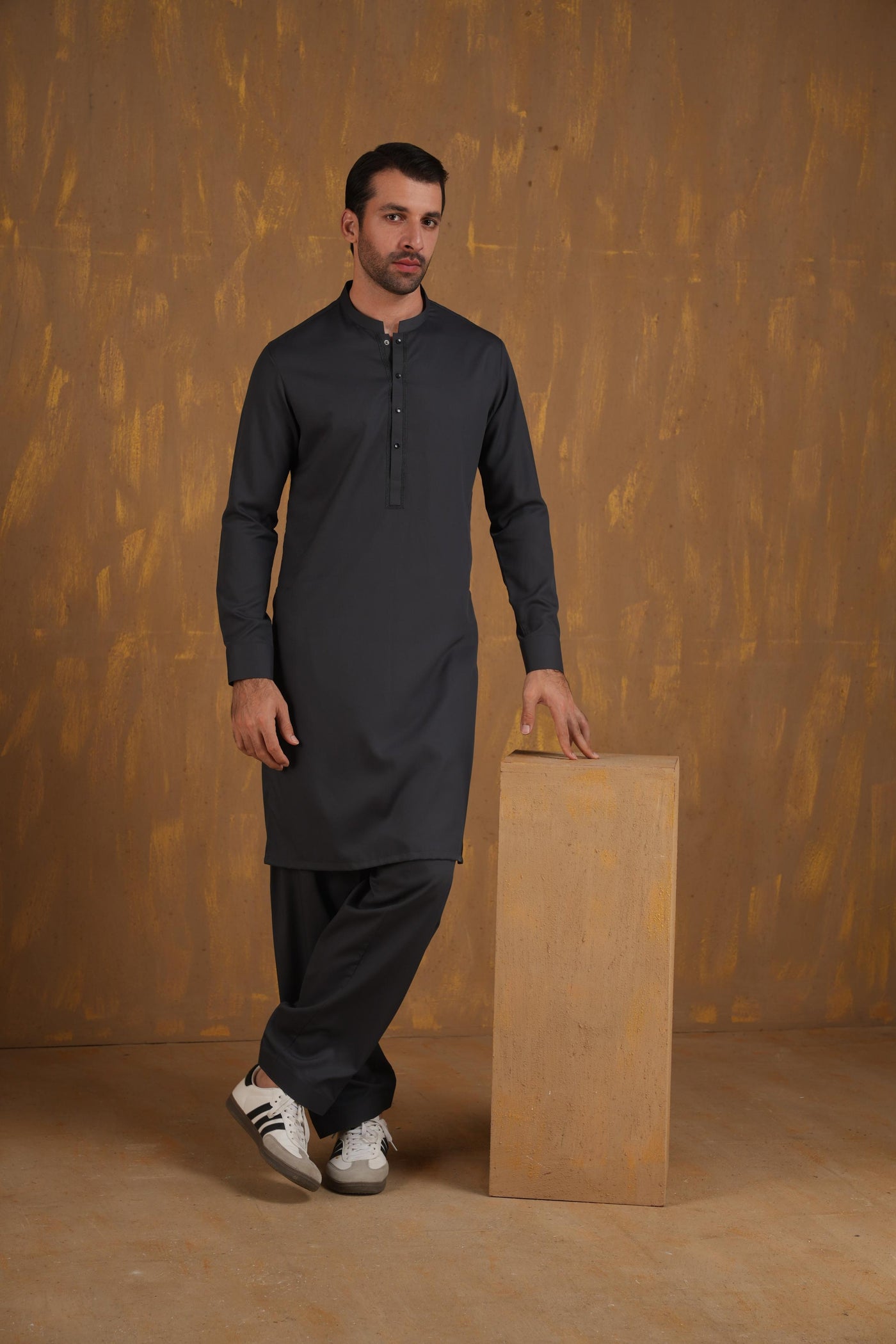 Blended Grey Shalwar Kameez - J. Junaid Jamshed