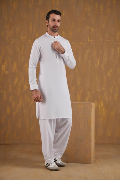 Blended White Shalwar Kameez - J. Junaid Jamshed