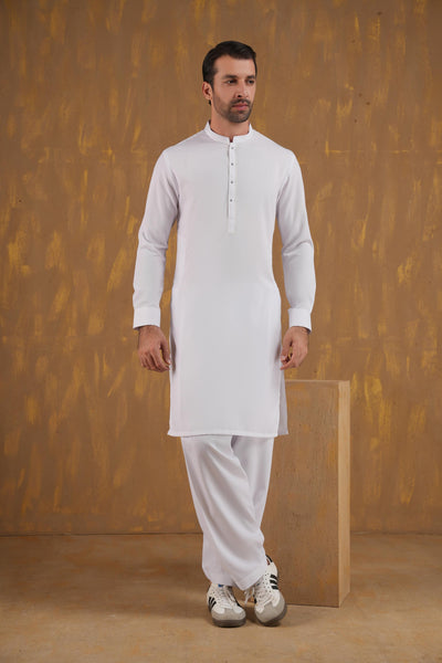 Blended White Shalwar Kameez - J. Junaid Jamshed