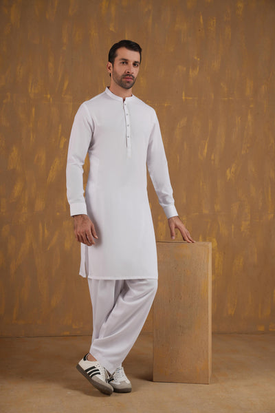 Blended White Shalwar Kameez - J. Junaid Jamshed