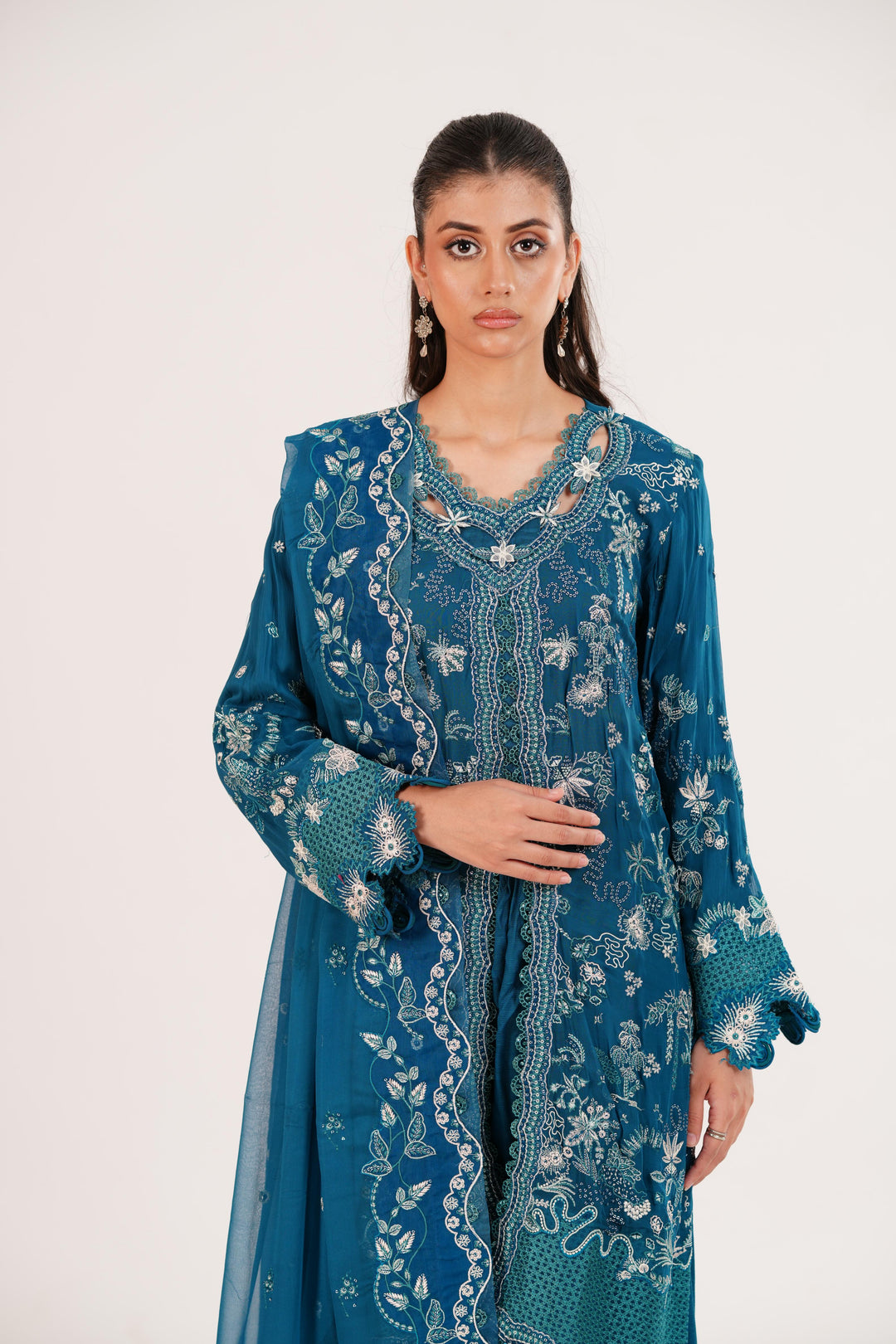 Nessa - Qalamkar Chiffons Stitched