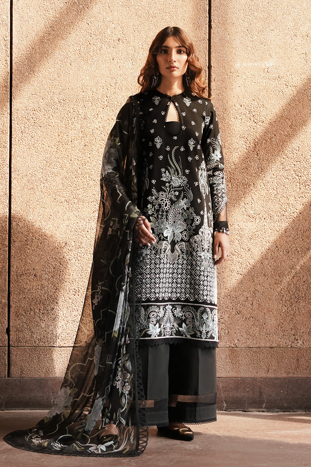 Caviar - Afrozeh Chikankari Lawn Stitched