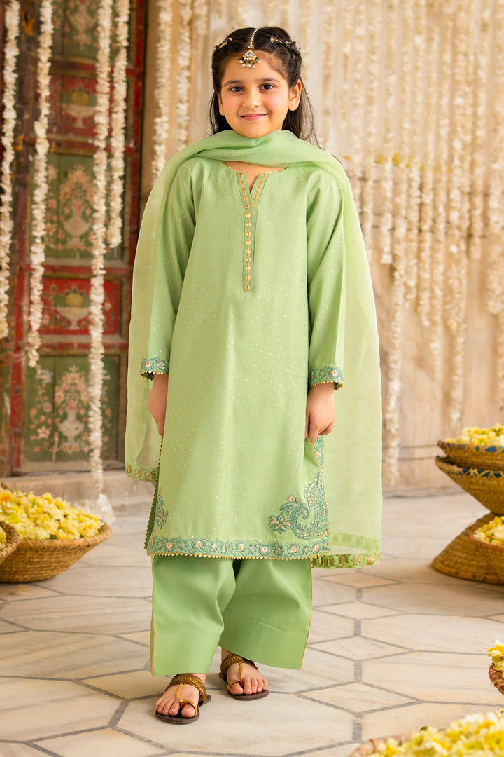 Raw Silk Mint Green Stitched Suit - Charizma