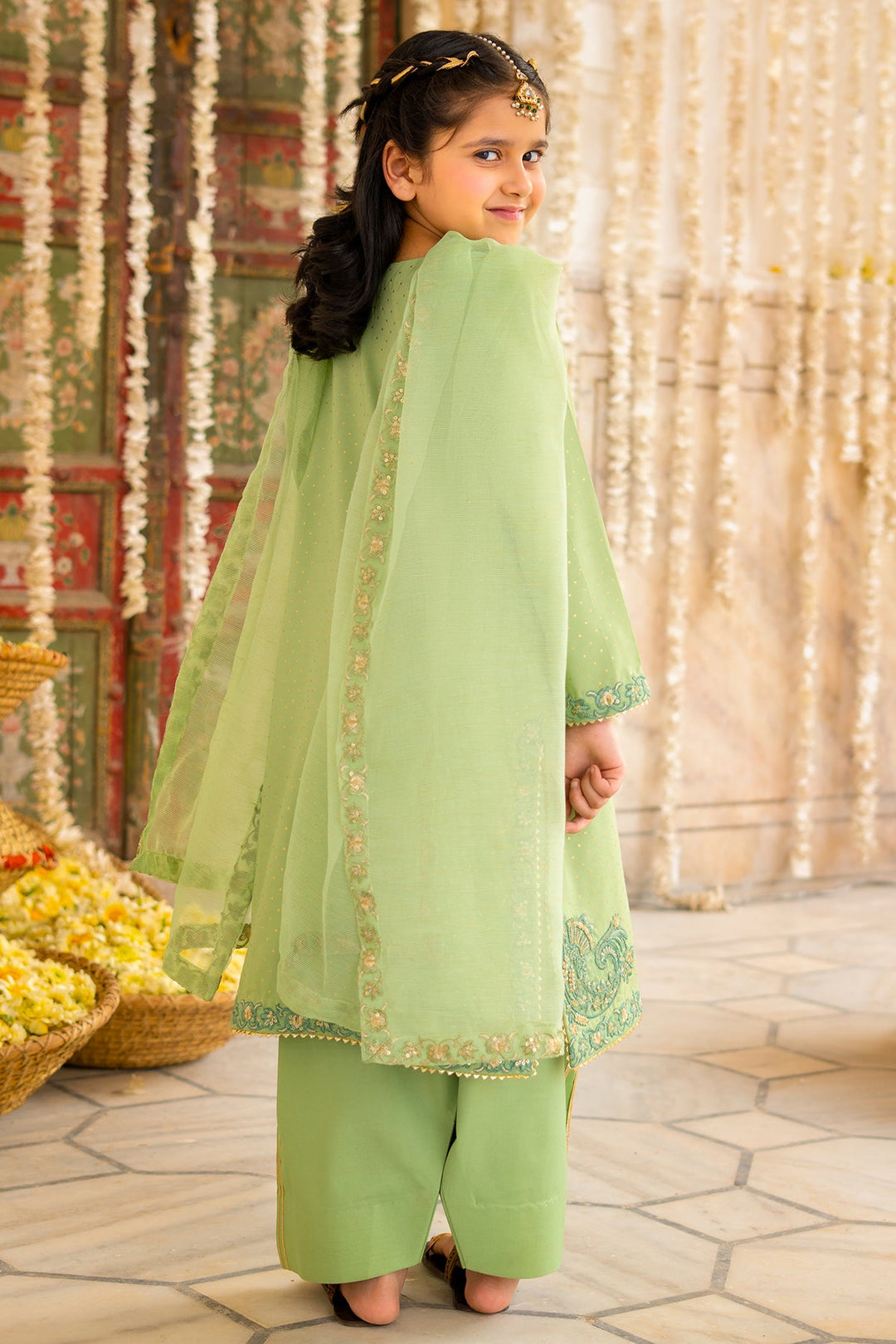 Raw Silk Mint Green Stitched Suit - Charizma