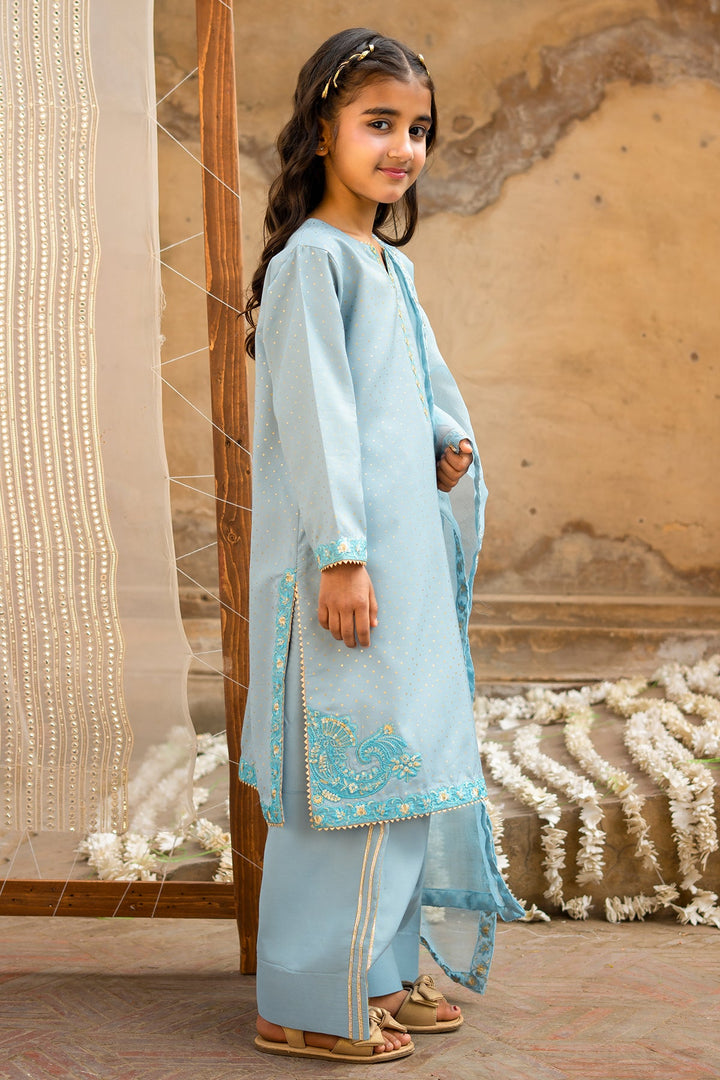 Raw Silk Sky Blue Stitched Suit - Charizma
