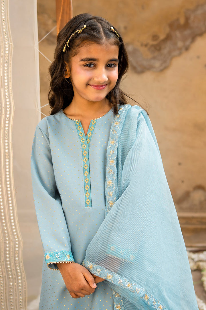 Raw Silk Sky Blue Stitched Suit - Charizma