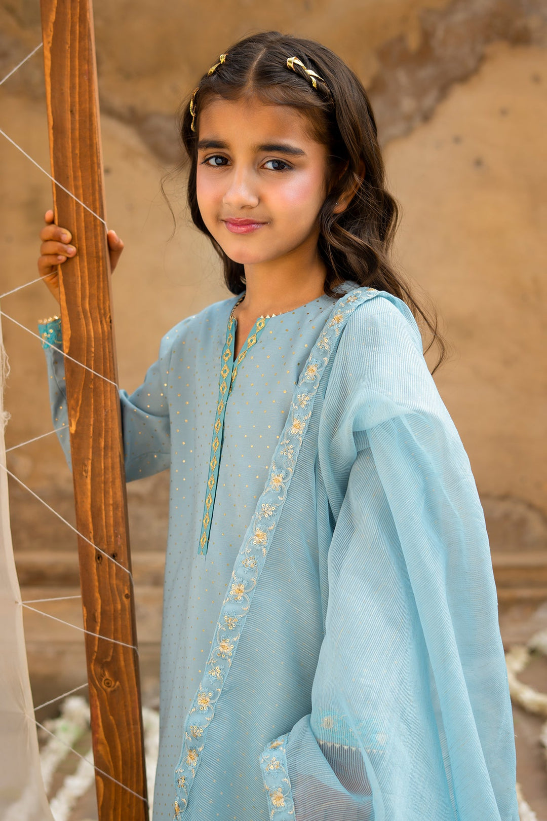 Raw Silk Sky Blue Stitched Suit - Charizma