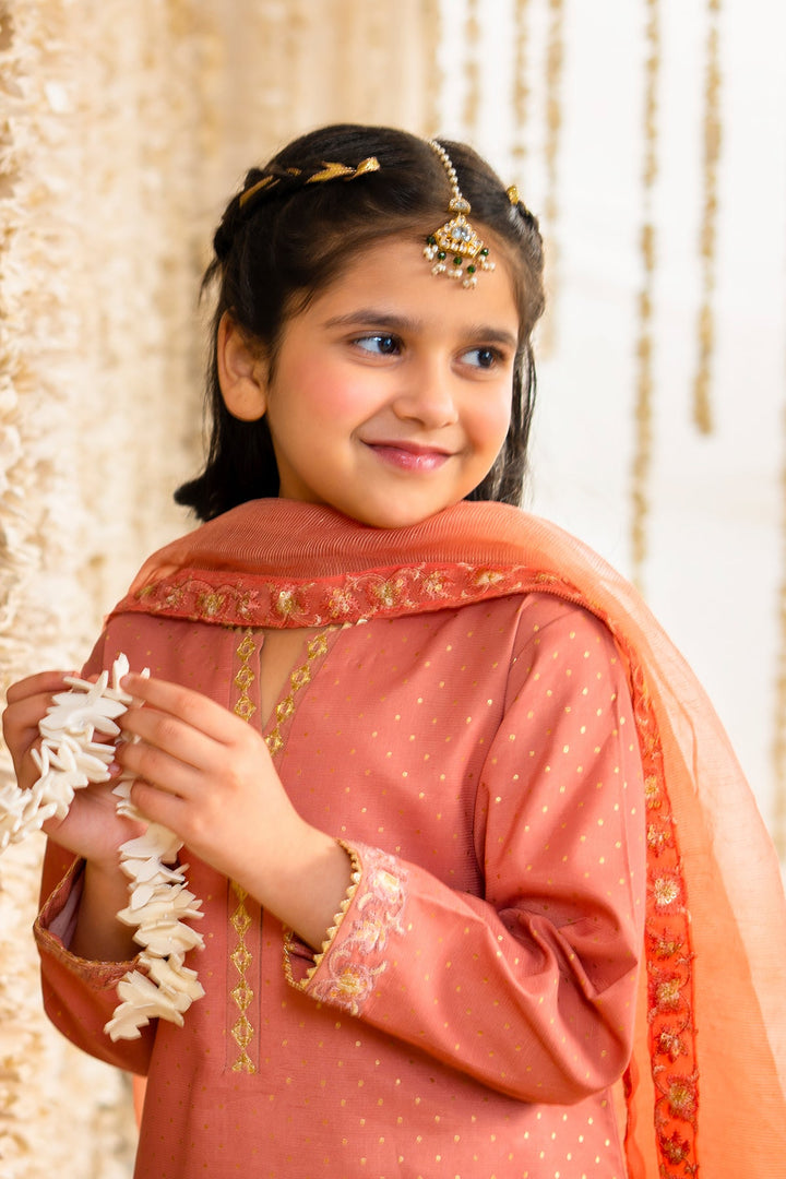 Raw Silk Peach Stitched Suit - Charizma