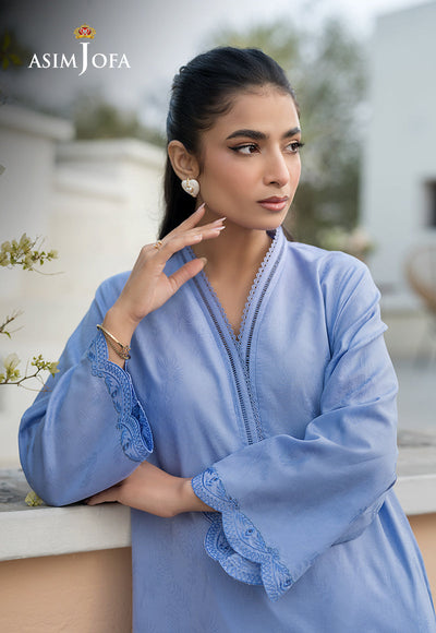 Cambric Blue Stitched Suit - Asim Jofa