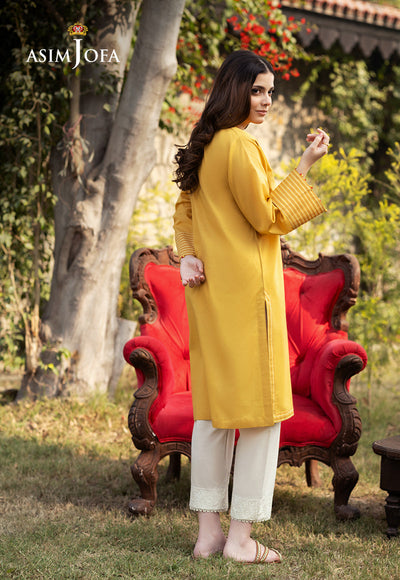 Cambric Mustard Kurti - Asim Jofa