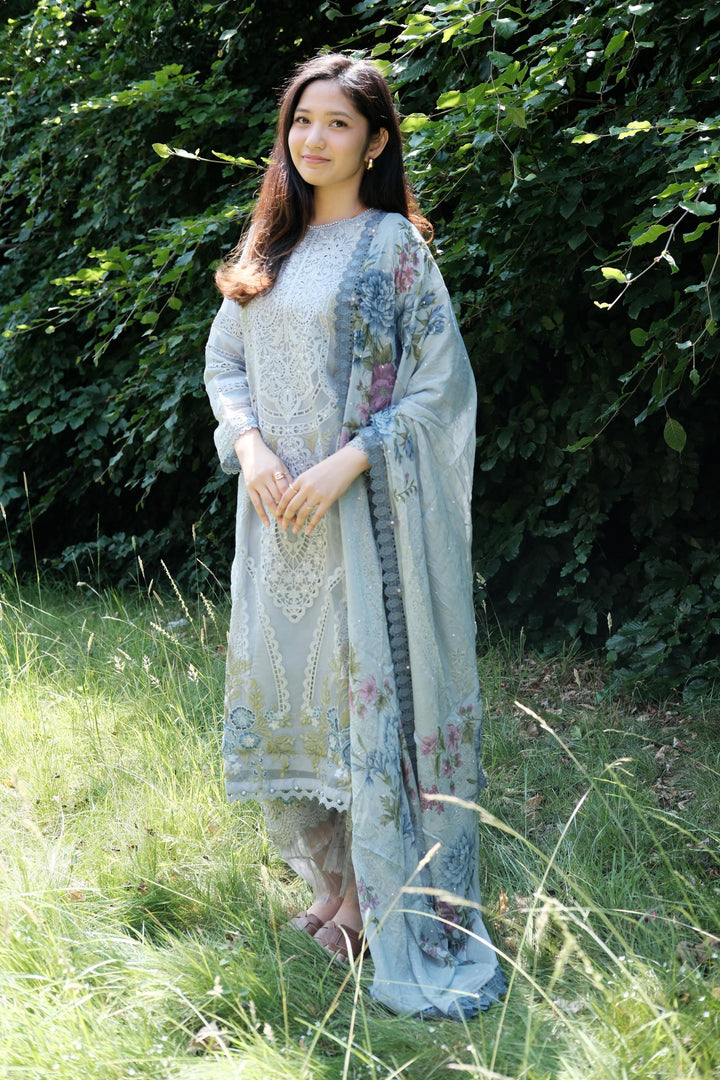 Printed Lawn Blue Stitched Suit - Maria B M Prints
