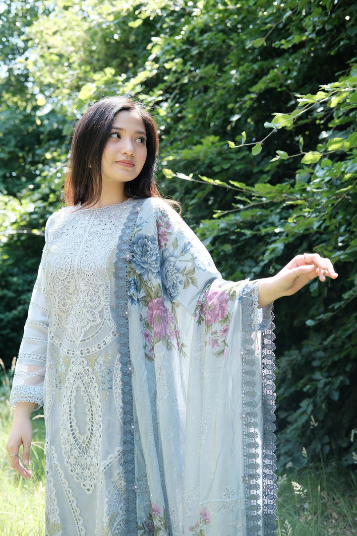 Printed Lawn Blue Stitched Suit - Maria B M Prints