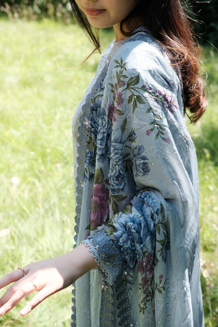 Printed Lawn Blue Stitched Suit - Maria B M Prints