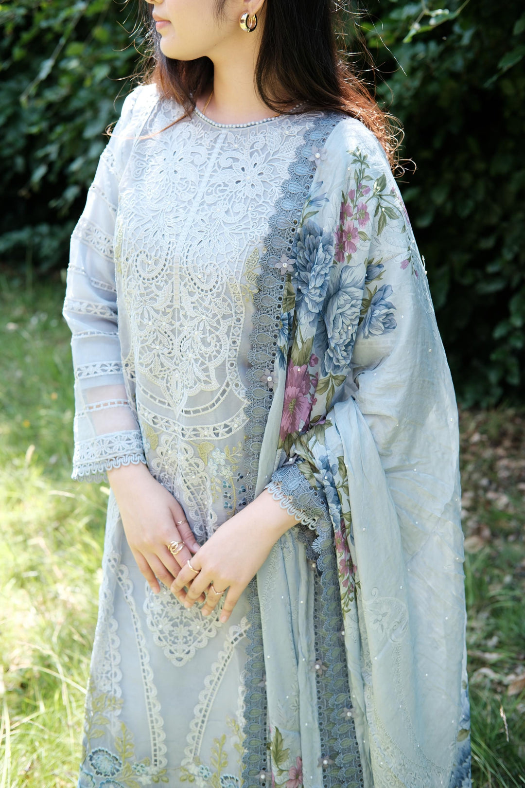Printed Lawn Blue Stitched Suit - Maria B M Prints