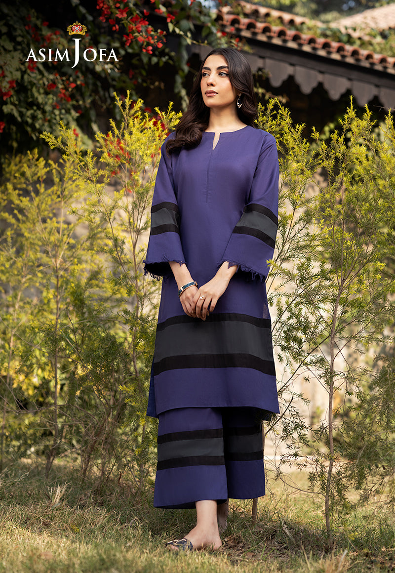 Cambric Blue Stitched Suit - Asim Jofa