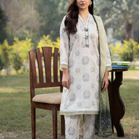 Cambric White Stitched Suit - Asim Jofa