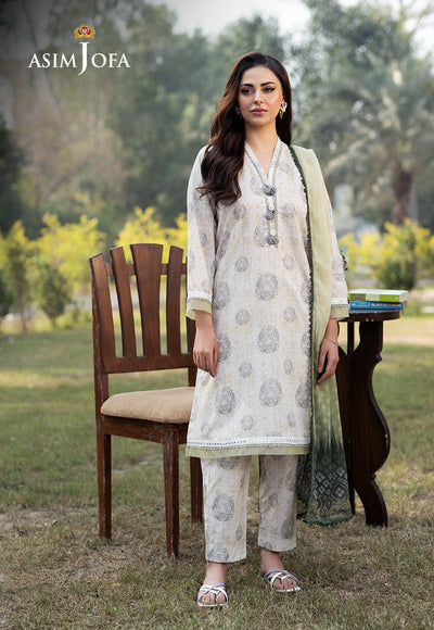 Cambric White Stitched Suit - Asim Jofa