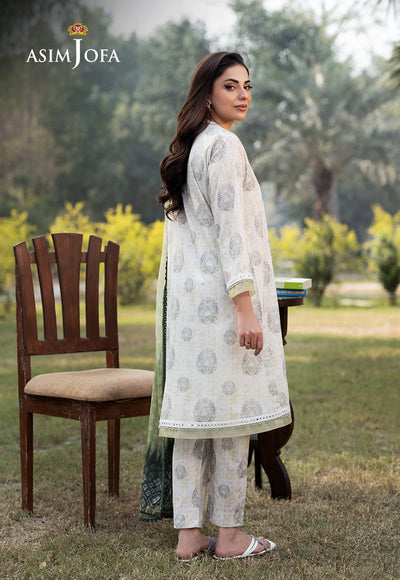 Cambric White Stitched Suit - Asim Jofa