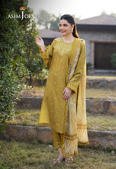 Cambric Yellow Stitched Suit - Asim Jofa