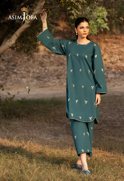 Cambric Blue Stitched Suit - Asim Jofa