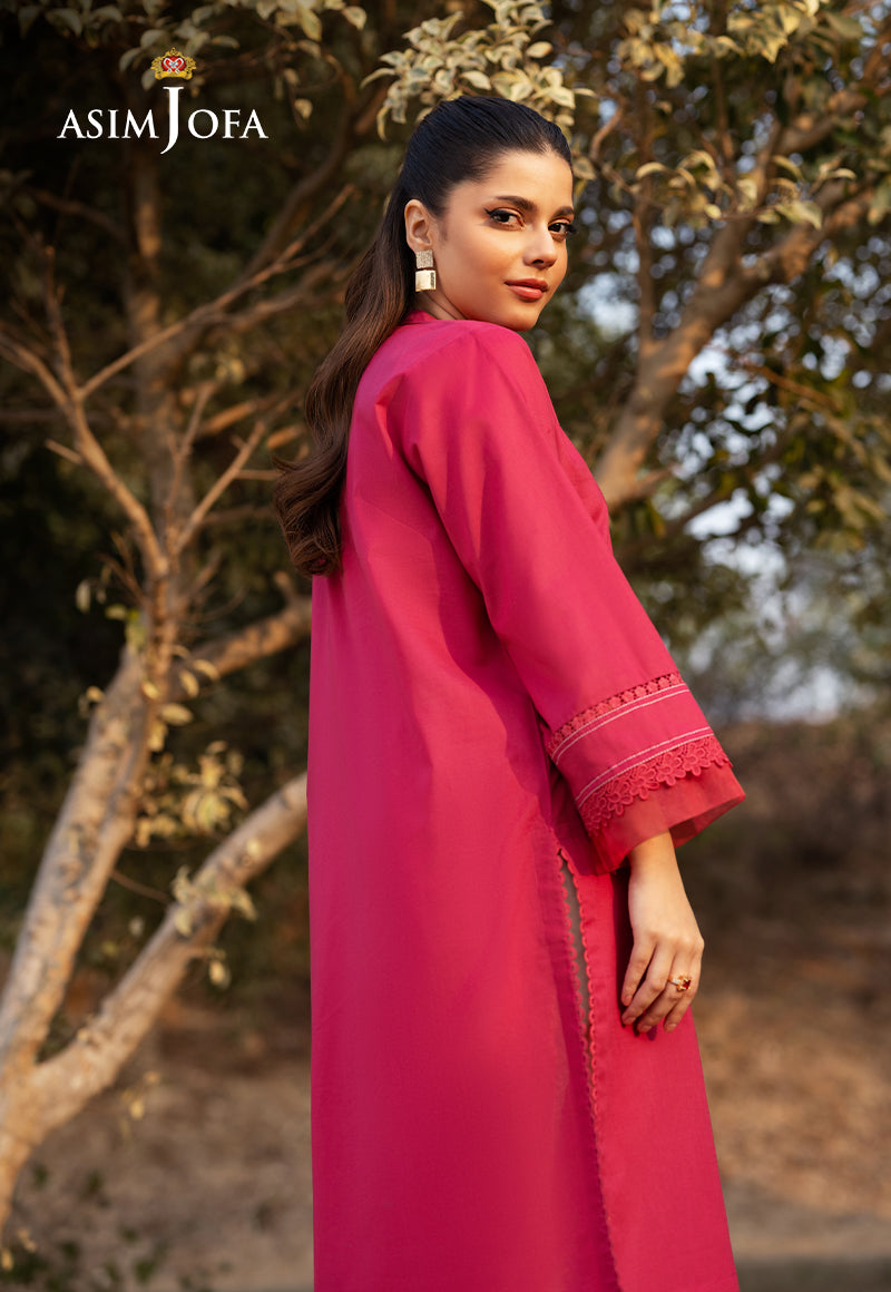 Cambric Red Kurti - Asim Jofa