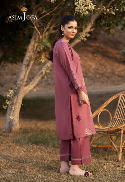 Cambric Pink Stitched Suit - Asim Jofa