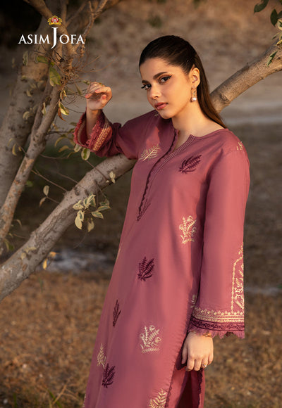 Cambric Pink Stitched Suit - Asim Jofa