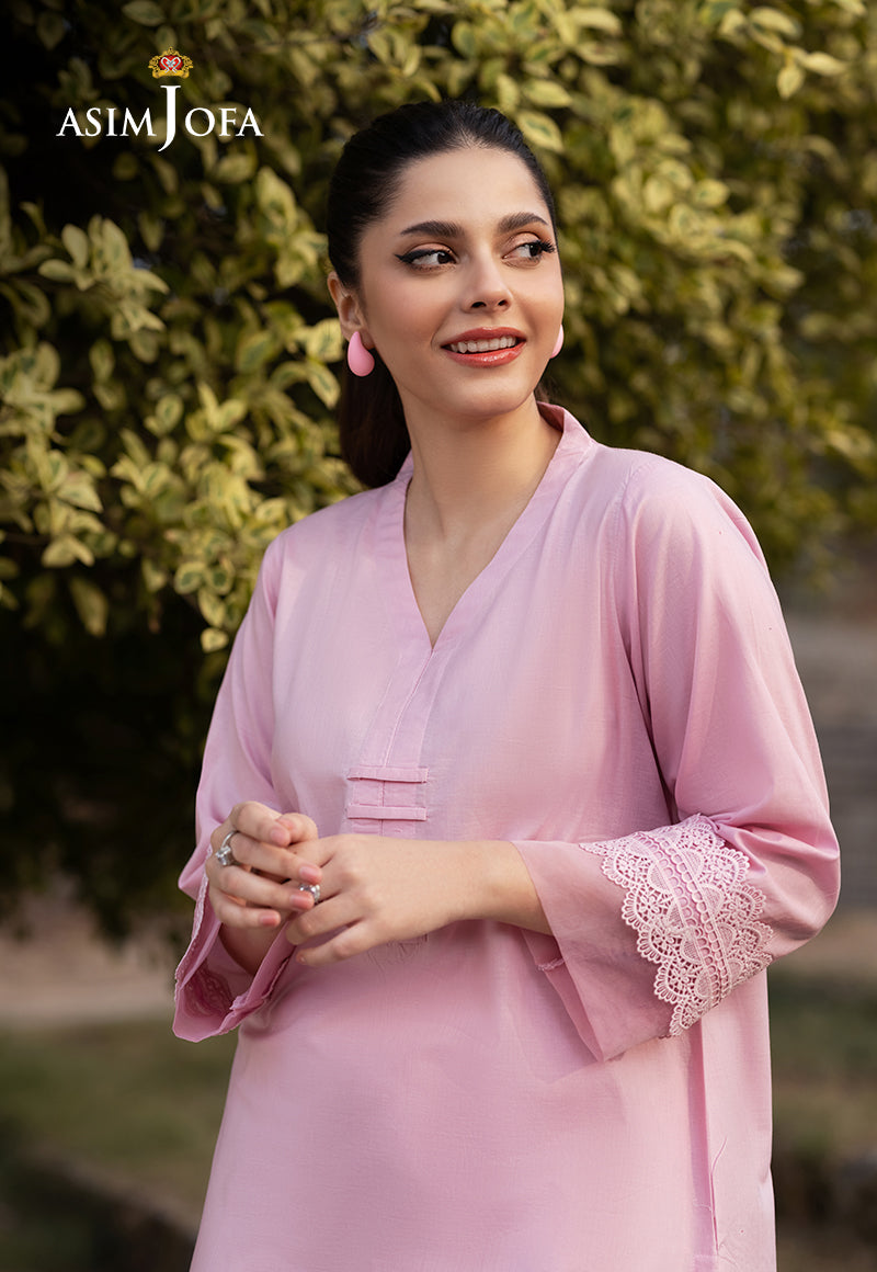 Cambric Pink Stitched Suit - Asim Jofa