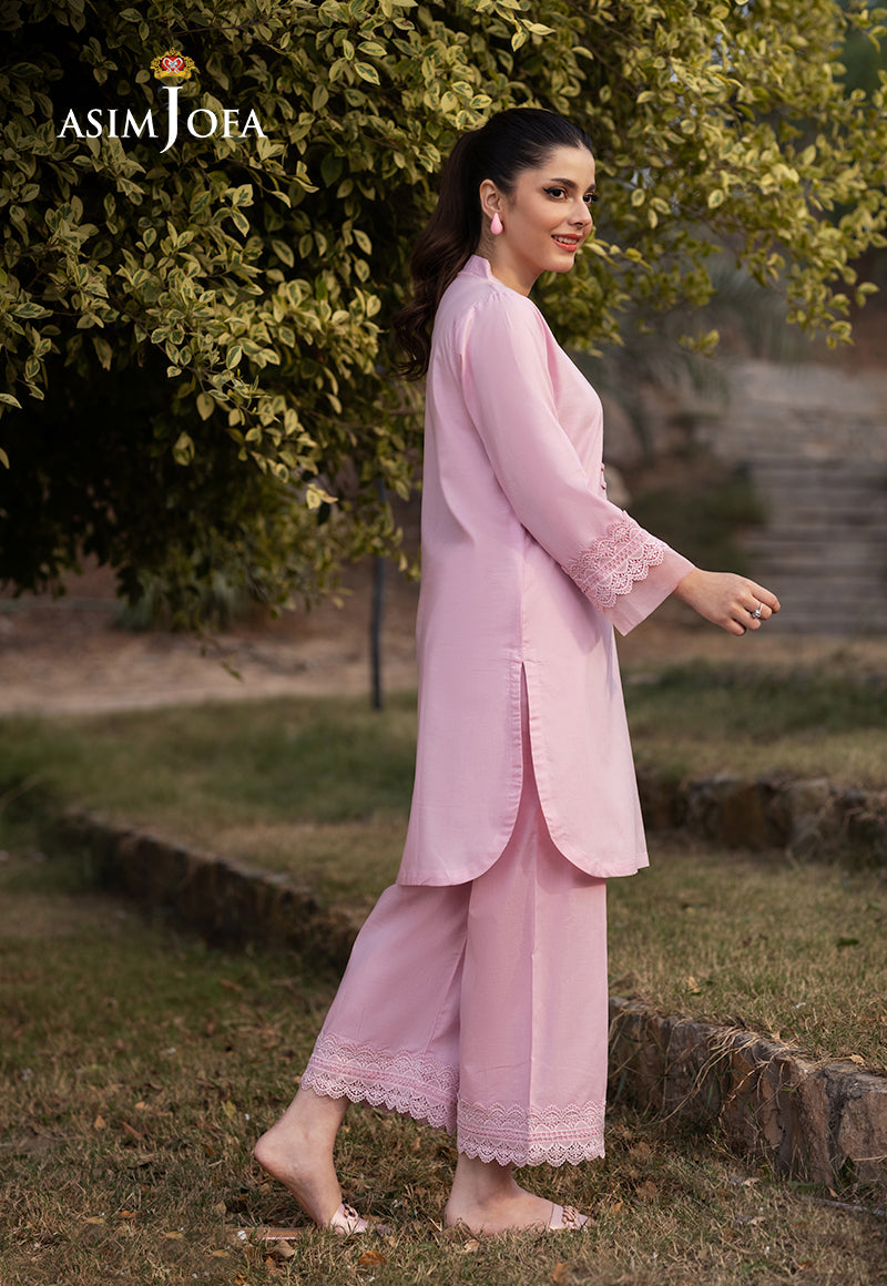 Cambric Pink Stitched Suit - Asim Jofa