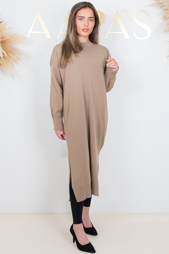 Leela Beige Knit Dress