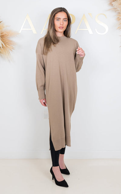 Leela Beige Knit Dress