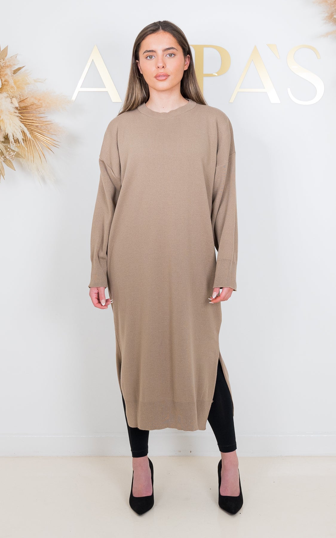 Leela Beige Knit Dress