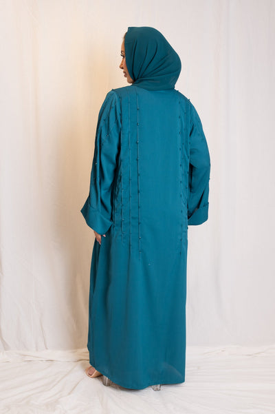 Jewel Blue Embellished Open Abaya