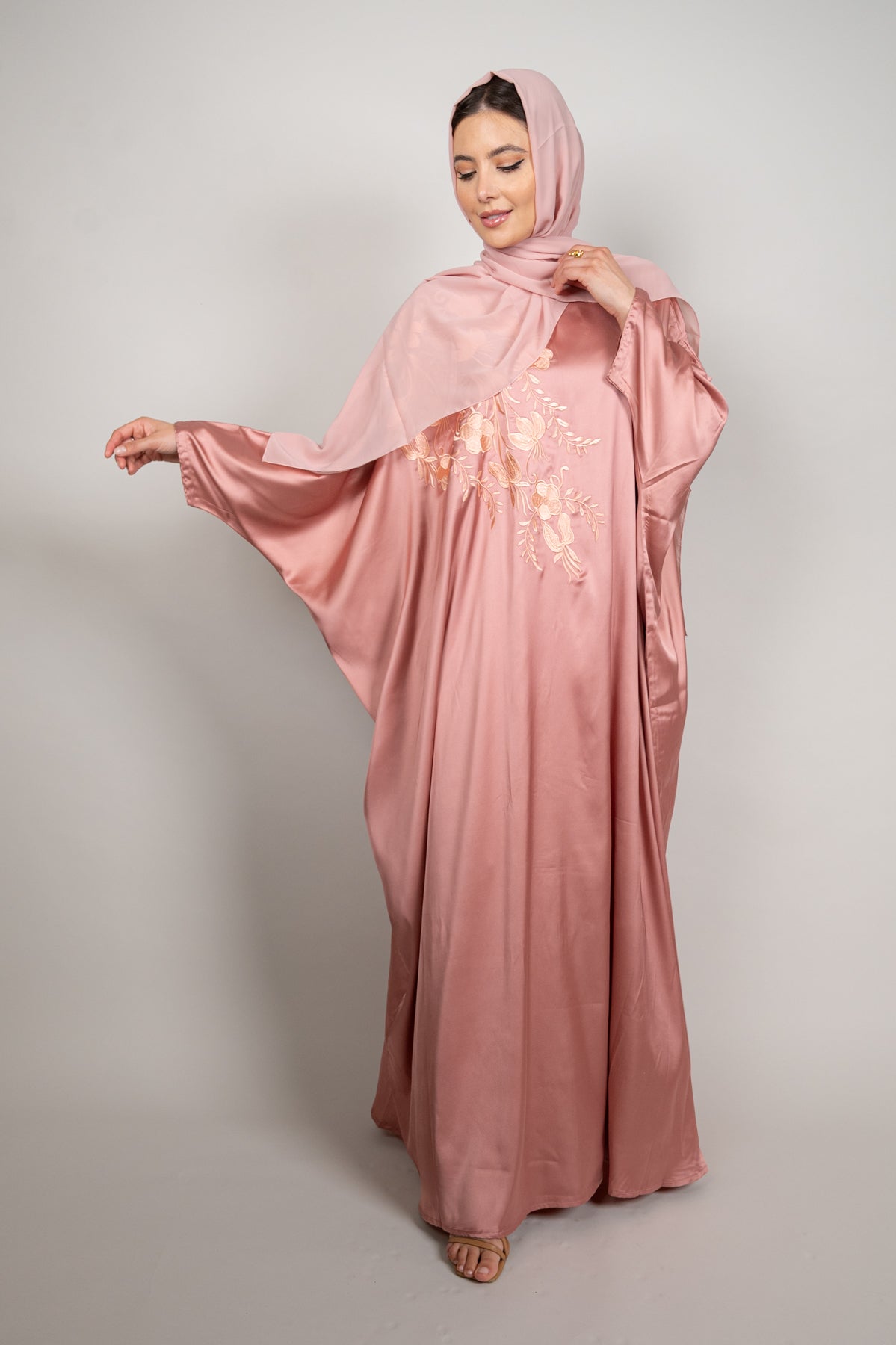 Pink Embroidered Kaftan