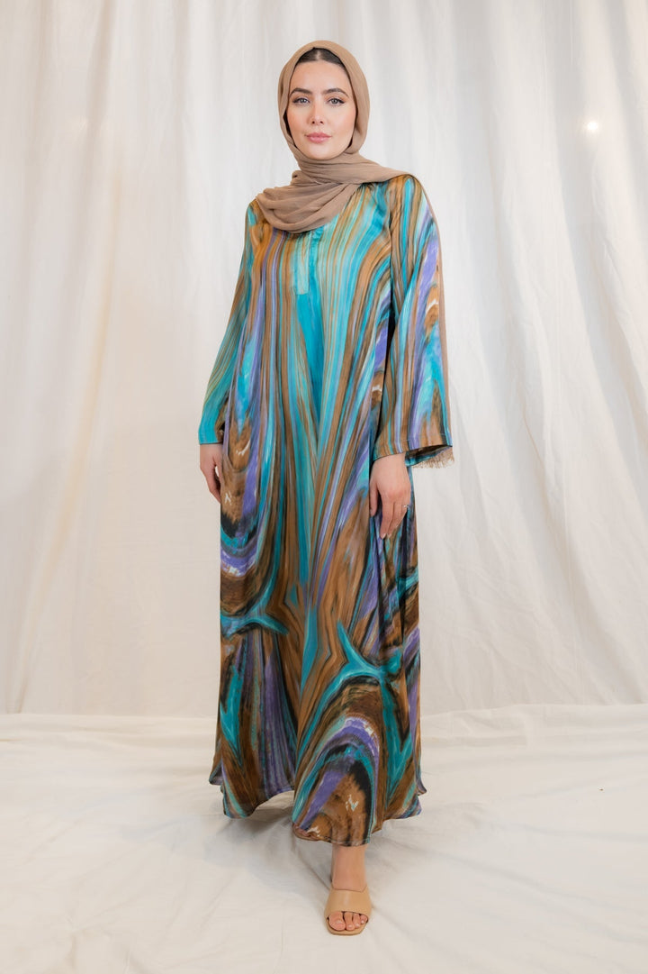 Marble Print Midi Dress