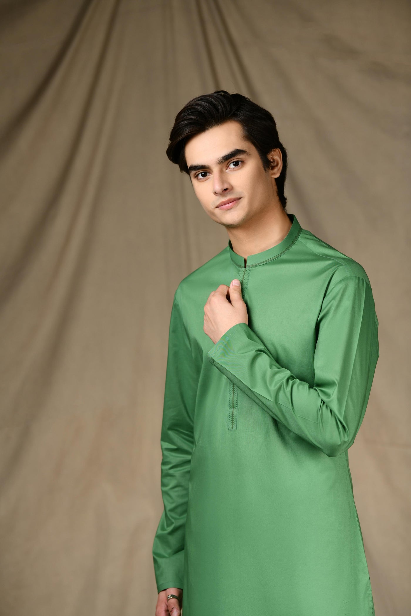 Cotton Forest Green Kurta - J. Junaid Jamshed