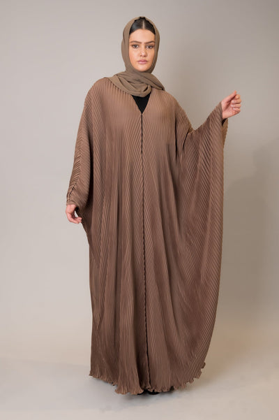 Mocha Batwing Pleated Open Front Kaftan