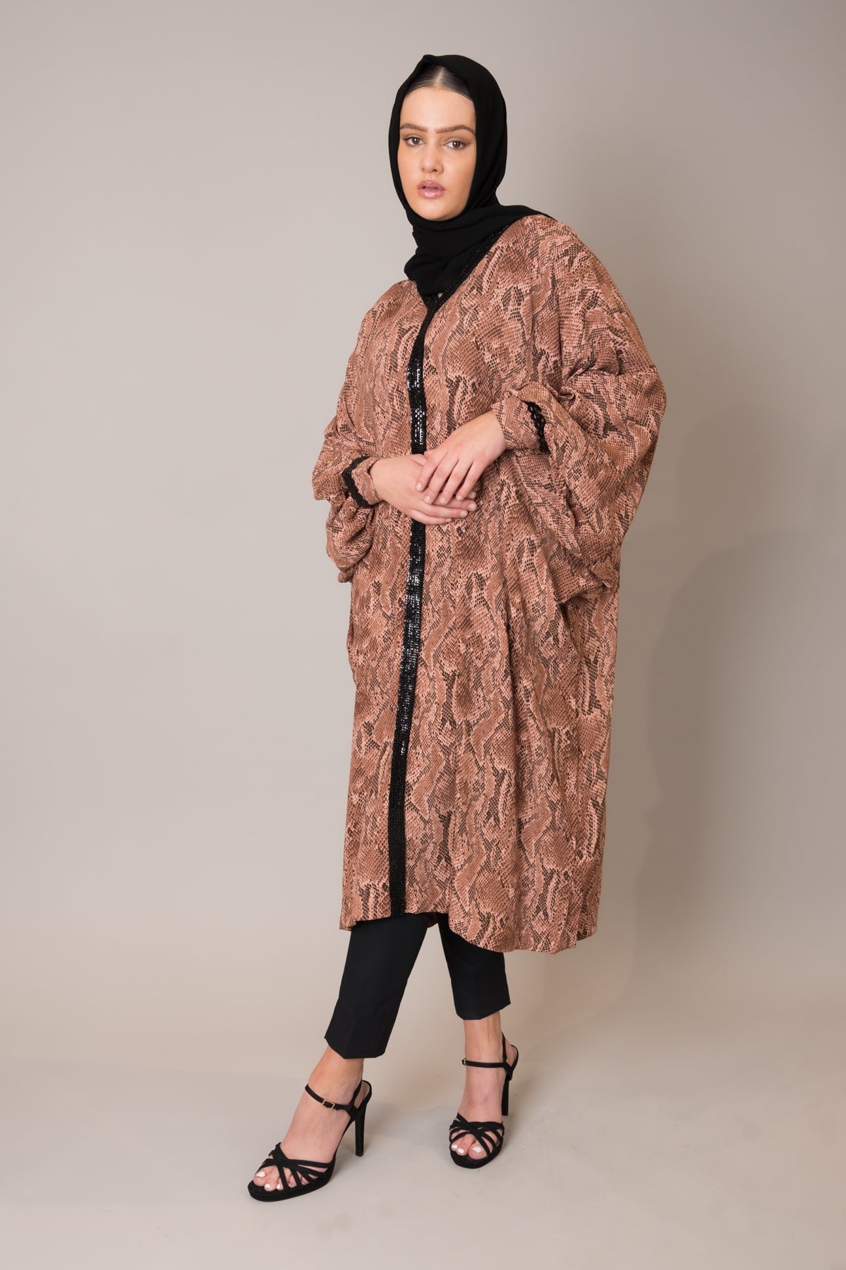 Snake Print Embellished Kaftan