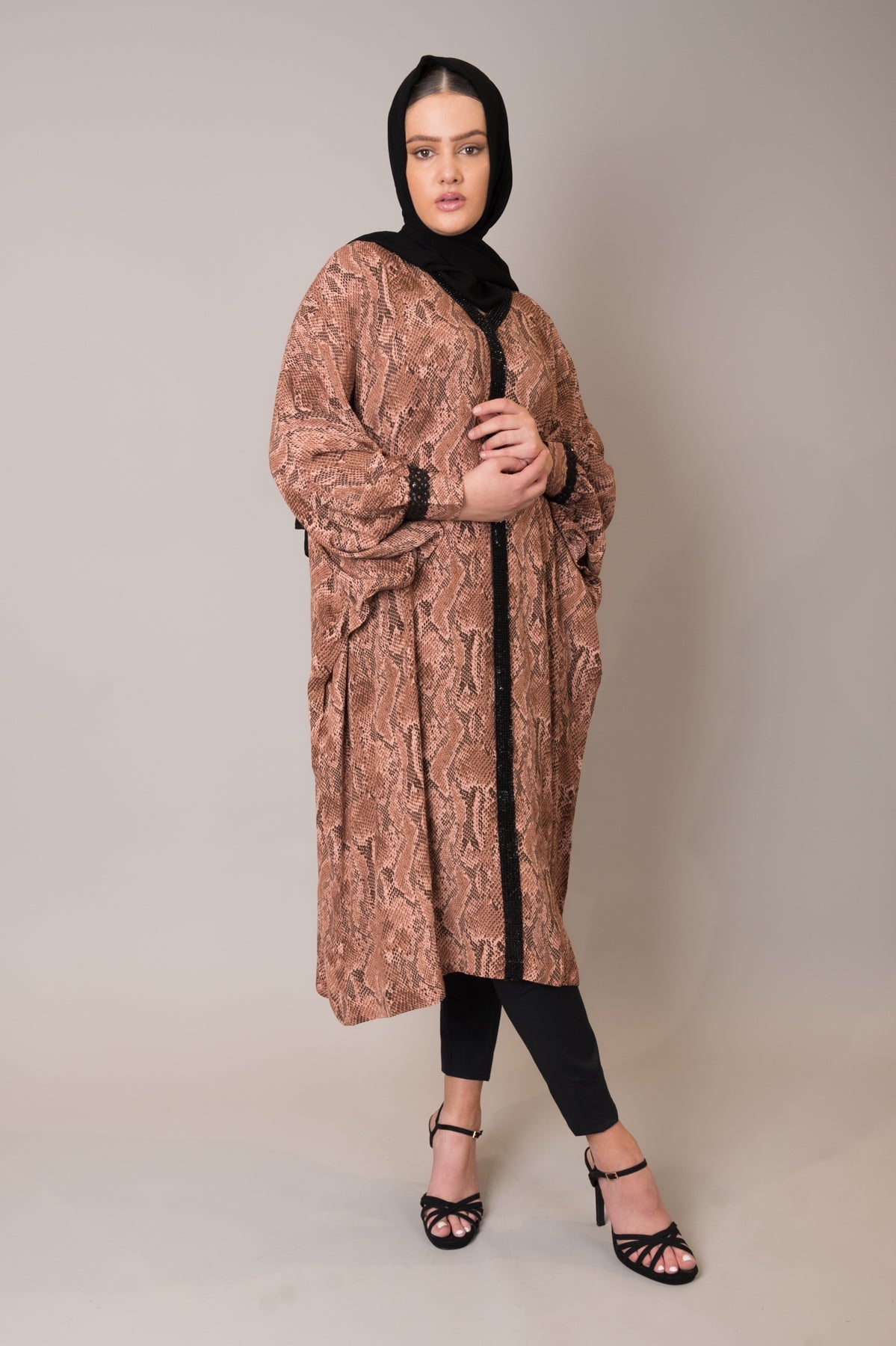 Snake Print Embellished Kaftan